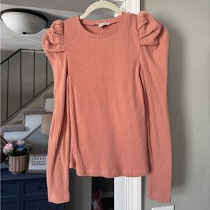 Chelsea & Violet Ribbed Long Sleeve Top - Soft Coral Pink